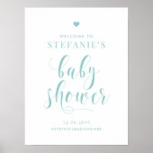 Blue Bold Script Baby shower Welkom Poster (Voorkant)