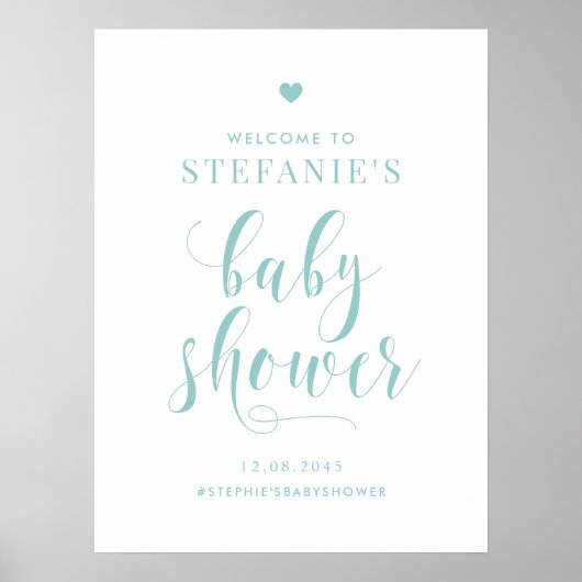 Blue Bold Script Baby shower Welkom Poster (Voorkant)