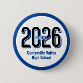 Blue Bold Shadowed Numbers Klasse van 2026 Ronde Button 5,7 Cm (Voorkant)