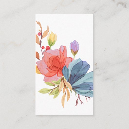 Blue Bold Wildflowers bruiloft ACCOMMODATIE Informatiekaartje (Achterkant)