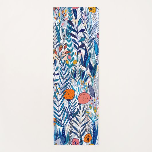Blue Bold Wildflowers Yogamat (Voorkant)