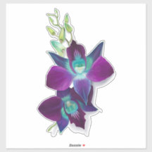 Blue Bom Dendrobium Orchid Flower Kiss-cut Sticker