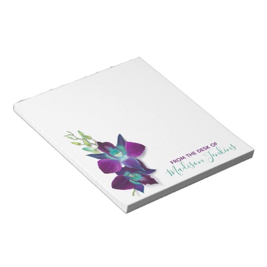 Blue Bom Dendrobium Orchid Flower Personalized Notitieblok (Schuin)