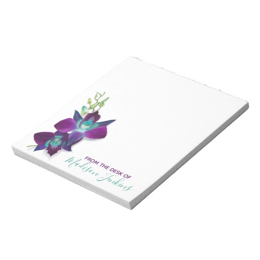 Blue Bom Dendrobium Orchid Flower Personalized Notitieblok (Linkerzijde)