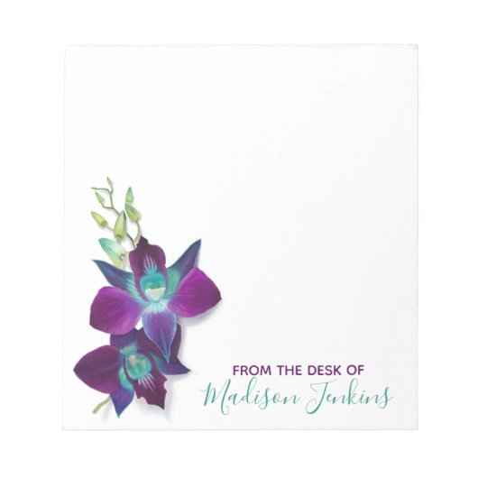 Blue Bom Dendrobium Orchid Flower Personalized Notitieblok (Voorkant)