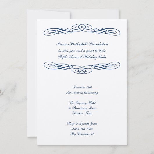 Blue-bon-script collectieve formele gala-gebeurten kaart (Voorkant)