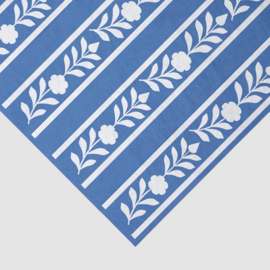 Blue Bone Inlay Floral Border Decoupage Paper Tissuepapier (Detail)