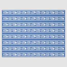 Blue Bone Inlay Floral Border Decoupage Paper Tissuepapier