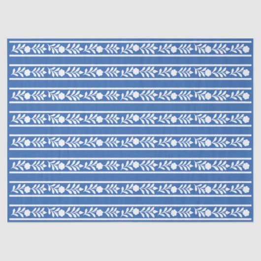 Blue Bone Inlay Floral Border Decoupage Paper Tissuepapier (Voorkant)