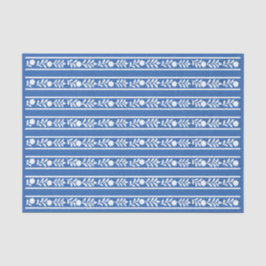 Blue Bone Inlay Floral Border Decoupage Paper Tissuepapier