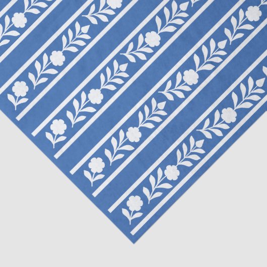 Blue Bone Inlay Floral Border Decoupage Paper Tissuepapier (Detail)