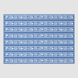 Blue Bone Inlay Floral Border Decoupage Paper Tissuepapier