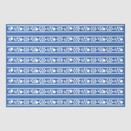 Blue Bone Inlay Floral Border Decoupage Paper Tissuepapier