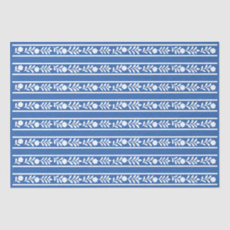 Blue Bone Inlay Floral Border Decoupage Paper Tissuepapier