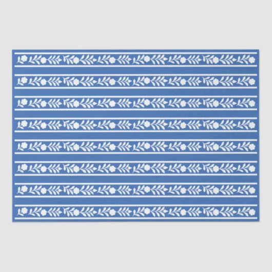 Blue Bone Inlay Floral Border Decoupage Paper Tissuepapier (Voorkant)
