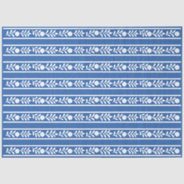 Blue Bone Inlay Floral Border Decoupage Paper Tissuepapier