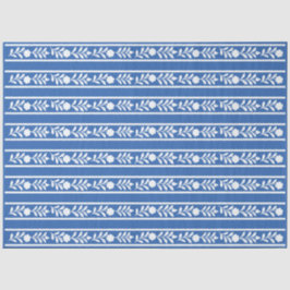 Blue Bone Inlay Floral Border Decoupage Paper Tissuepapier