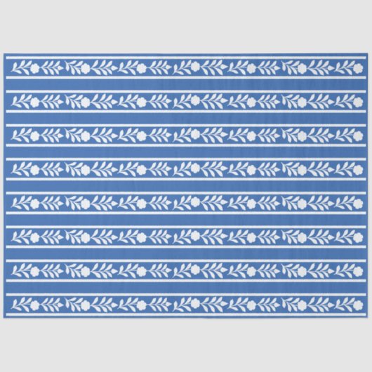 Blue Bone Inlay Floral Border Decoupage Paper Tissuepapier (Voorkant)