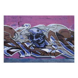 Blue Bonehead Graffiti Perfect Poster