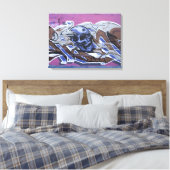 Blue Bonehead Skull Graffiti Canvas Afdruk (Insitu (Slaapkamer))