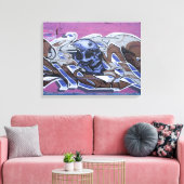 Blue Bonehead Skull Graffiti Canvas Afdruk (Insitu (Woonkamer))