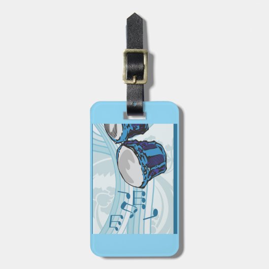 Blue Bongo Drum Music Bagagelabel (Voorkant verticaal)
