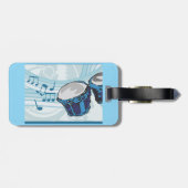 Blue Bongo Drum Music Bagagelabel (Achterkant horizontaal)