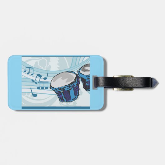 Blue Bongo Drum Music Bagagelabel (Achterkant horizontaal)