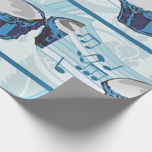 Blue Bongo Drum Music Cadeaupapier