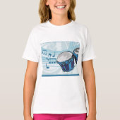 Blue Bongo Drum Music Girls T-shirt (Voorkant)