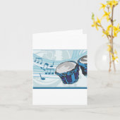 Blue Bongo Drum Music Kaart (Gele Bloem)