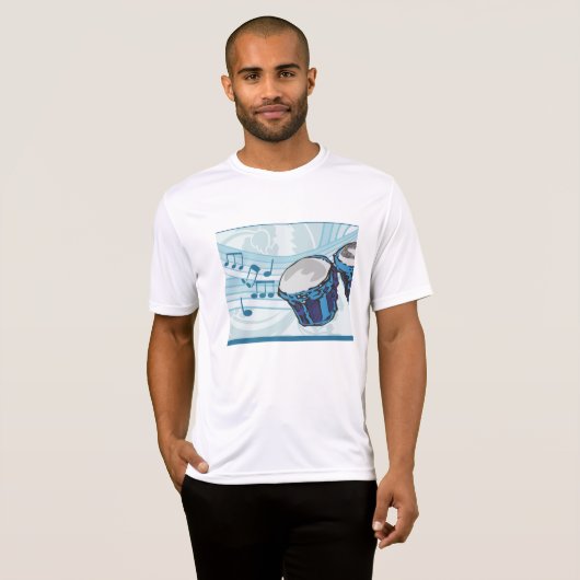 Blue Bongo Drum Music Mannen Actief T-shirt (Voorkant volledig)