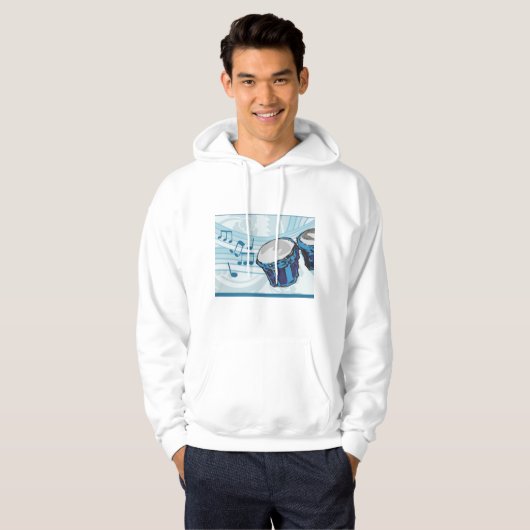 Blue Bongo Drum Music Mannen Hoodie (Voorkant volledig)