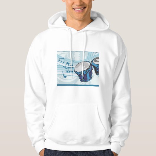 Blue Bongo Drum Music Mannen Hoodie (Voorkant)