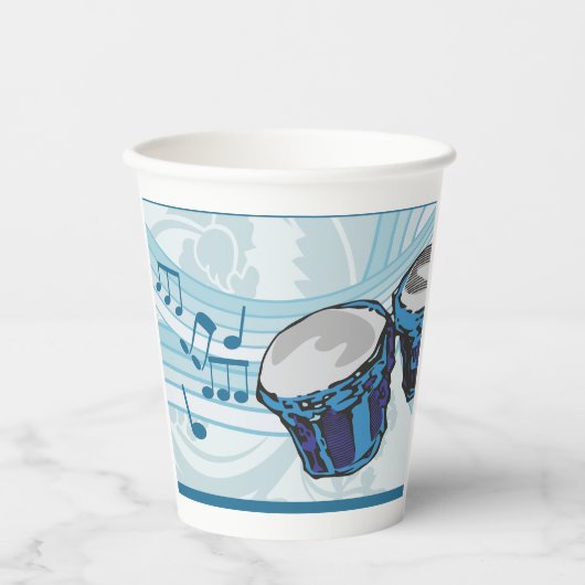 Blue Bongo Drum Music Papieren Bekers (Voorkant)
