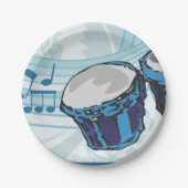 Blue Bongo Drum Music Papieren Bordje (Voorkant)