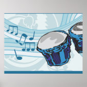 Blue Bongo Drum Music Poster (Voorkant)