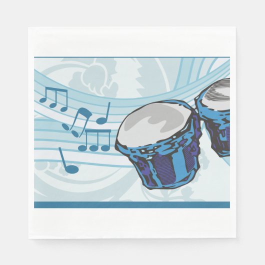 Blue Bongo Drum Music Servet (Voorkant)