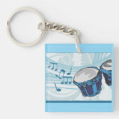 Blue Bongo Drum Music Sleutelhanger (Voorkant)