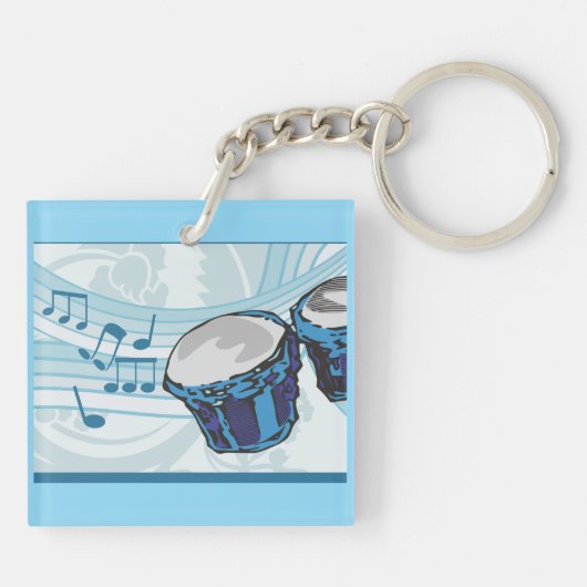 Blue Bongo Drum Music Sleutelhanger (Achterkant)