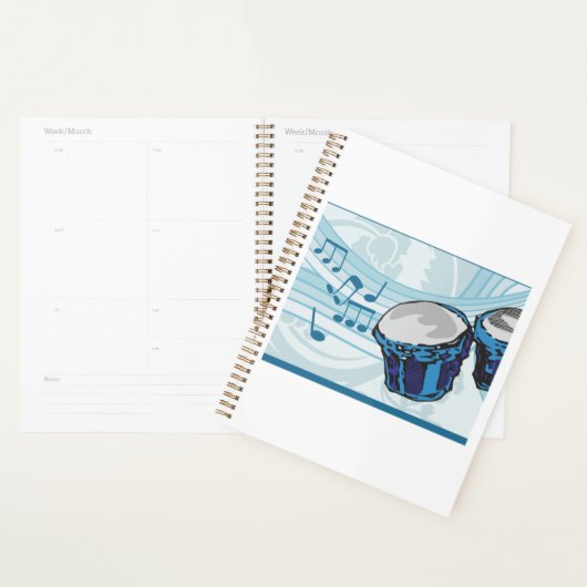 Blue Bongo Drum Music Spiral Planner (Display)