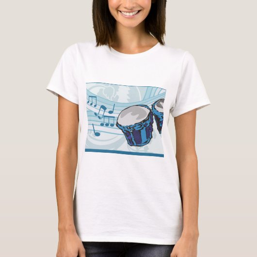 Blue Bongo Drum Music T-shirt (Voorkant)