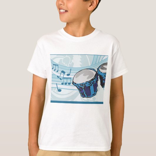 Blue Bongo Drum Music T-shirt (Voorkant)