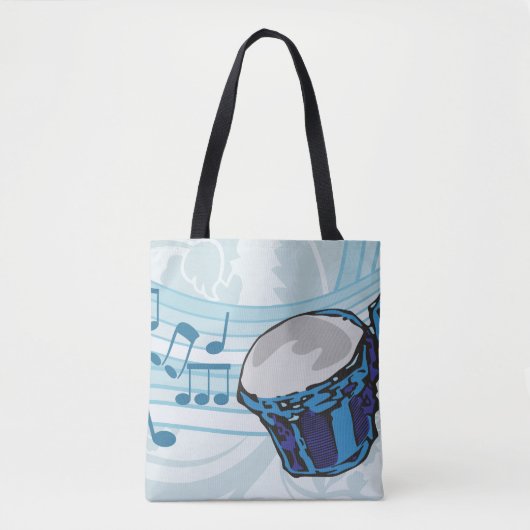 Blue Bongo Drum Music Tote Bag (Voorkant)