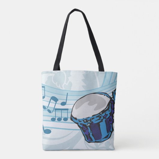 Blue Bongo Drum Music Tote Bag (Achterkant)