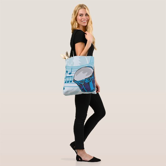 Blue Bongo Drum Music Tote Bag