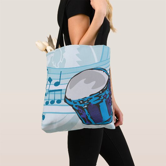 Blue Bongo Drum Music Tote Bag