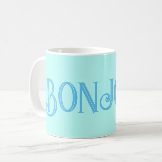 Blue Bonjour Aqua Coffee Mok (Voorkant links)