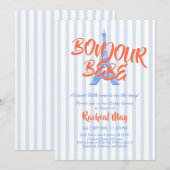 Blue Bonjour Bébé Baby shower Invitation Bedankkaart (Voorkant / Achterkant)