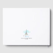 Blue Bonjour Bébé Eiffeltoren Baby shower Gastenboek (Achterkant)